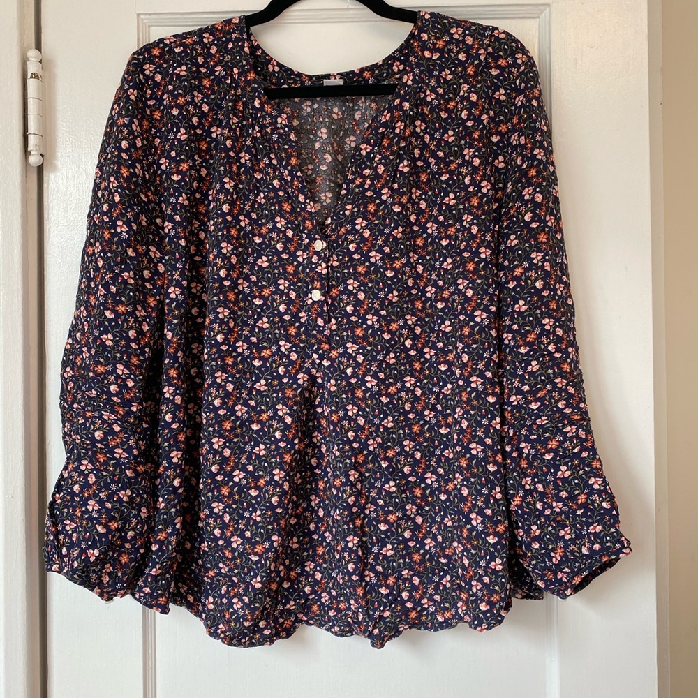 Old Navy Blue Floral Blouse